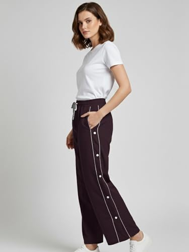 Image of ADDYVERO Women Cargo Wine Lose Fitting with Side Pockets Detailing High Waisted Casual Pant (Maroon, 30)