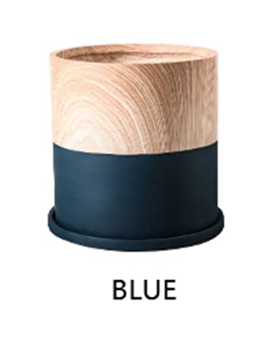 Nordic Decor Wooden Style Ceramic Flower Pots (Dark Blue) 5.5 Inch: Indoor-Outdoor, All-Weather Planters, Elegant Wood-Look & Durable Design, Ideal For Small Plants & Flowers #TOP5