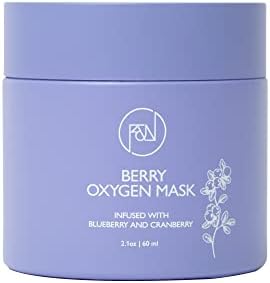 Flora & Noor Berry Oxygen Mask with Glycolic Acid Infused with Blueberry and Cranberry for Exfoliation and Dark Spot Reduction