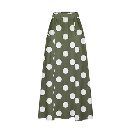 Womens Polka Dot Maxi Skirts Casual Loose A Line Elastic Waisted Skirt Elegant Vintage Outfits for Business Casual3