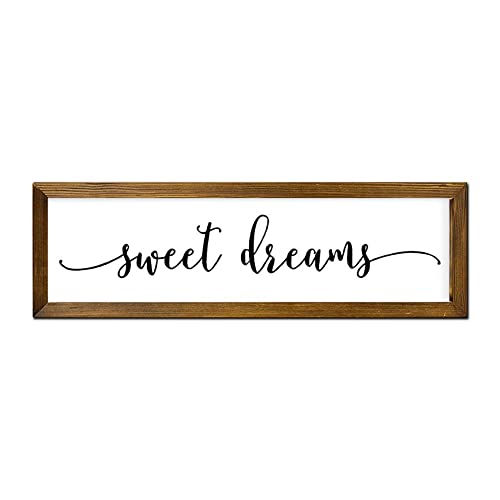 Arupkeer Sweet Dreams Bedroom Sign Farmhouse Wood Sign Master Bedroom Above Bed Wall Decor Guest Bedroom Framed Wall Art