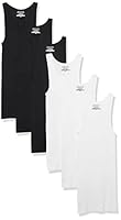 Amazon Essentials Men's Lightweight Tank Undershirts, Pack of 6, Black/White, Small