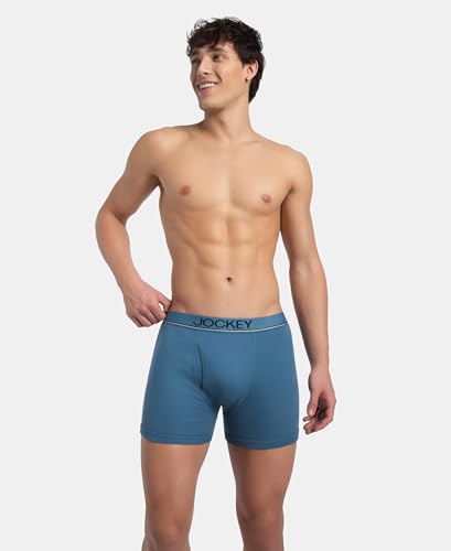 Image of Jockey 8009 Men Super Combed Cotton Rib Solid Boxer Brief with Ultrasoft and Durable Waistband