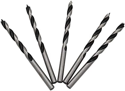 Brad Point Drill Bits 5mm (3/16") Wood Drill Bit Set Woodworking Drills High Carbon Steel for Furniture Hardwood Softwood Cupboard Wardrobe 5 Pack