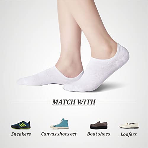 Higixch No Show Socks Women Low Cut Invisible Liner Non Slip Athletic Boat Socks 6 Pairs (Socks For Women Size9-11, White) #TOP4