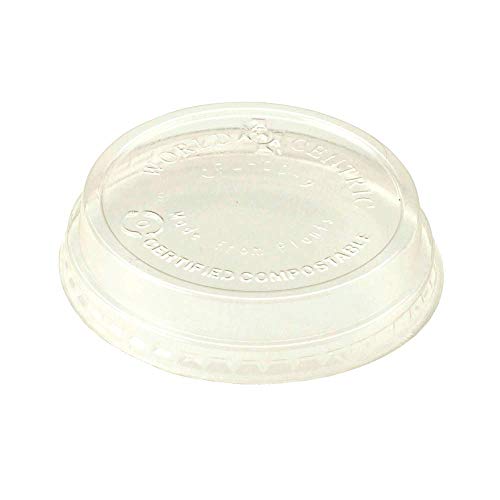 World Centric CPL-CS-9 100% Compostable Ingeo Clear Raised Lids, No Hole, for 4-9 oz. Cups (Pack of 2000)