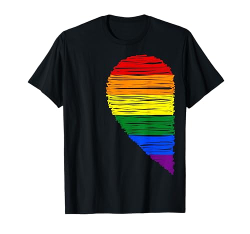 Rainbow Heart LGBT Matching Couple Day Pride Friends Gift T-Shirt