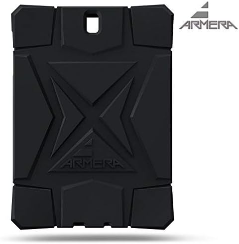 Armera Samsung Galaxy Tab S3 9.7 Case (SM-T820), High Impact Resistant Slim Heavy Duty Anti Slip Light Weight Kids Friendly Shockproof Protective Rugged Silicone Cover (Diamond - Black)