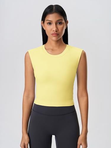 Image of ABOCIW Women Twist Back Workout Top with Built in Bra Cap Sleeve Pilates Yoga Crop Top Athletic Gym Shirt