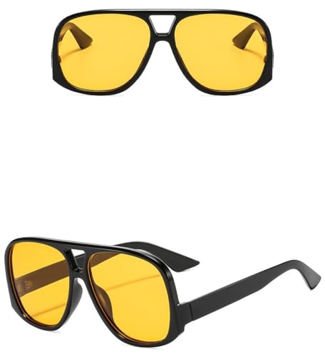Image of Retro Square Aviator Sunglasses for Women Men Oversized Trendy Style Vintage 70s Square Aviators Sun Glasses (Orange)