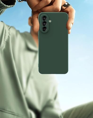 Image of DIZORO Microfiber Candy Case for Samsung M56 / F56 5G Smooth Touch Cushion Liquid Soft Silicone Gel Rubber Phone Cases Non-Slip Full Body Protective Shockproof Back Cover (Forest Green)