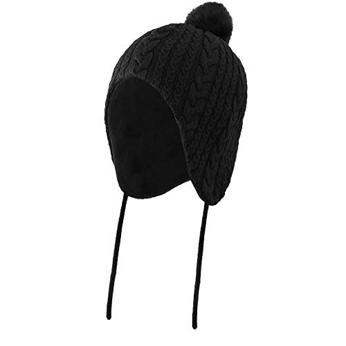 Home Prefer Baby Toddler Winter Beanie Hat Cotton Twist Knit Girls Earflaps Hat