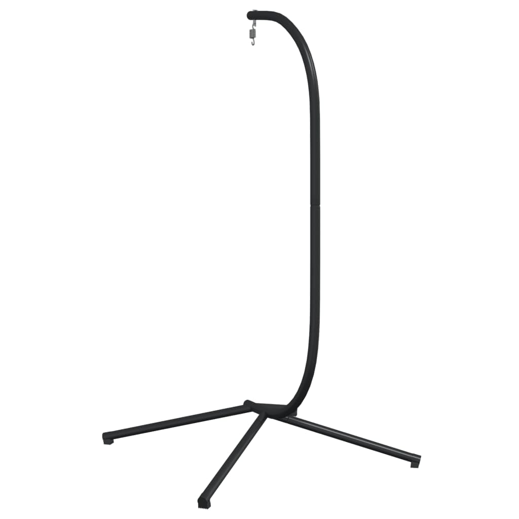 Cadre de fauteuil suspendu noir en acier avec construction en forme de C et pied en croix, 104 x 100 x 197 cm, 150 kg, convient pour jardin, balcon, terrasse, extérieur, salon de détente