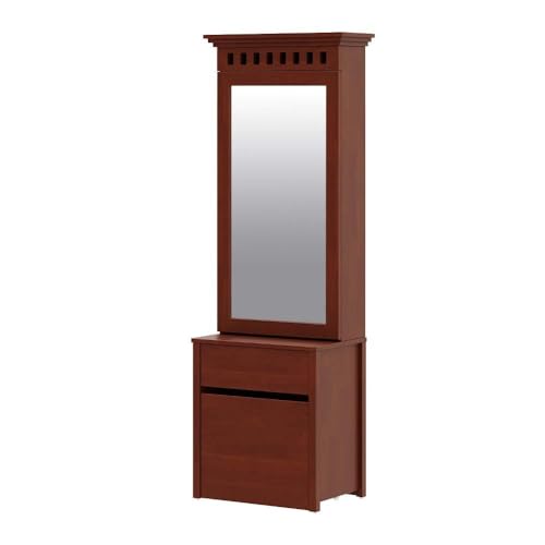 Image of Wakefit Dressing Mirror | 3 Years Warranty | Wardrobe with Storage and Mirror (Devore, Solid Wood - Golden Brown)