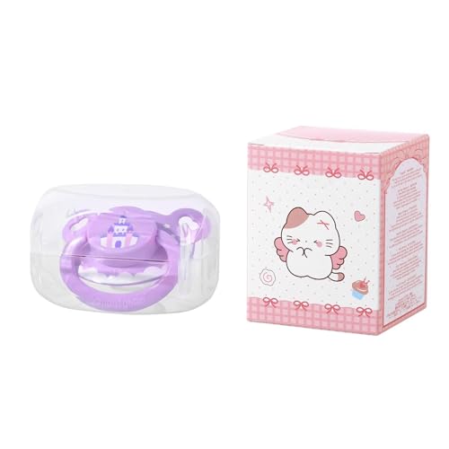 Image of Landofgenie Adult Sized Pacifier Large Handle Large Shield Cute Print Paci Purple