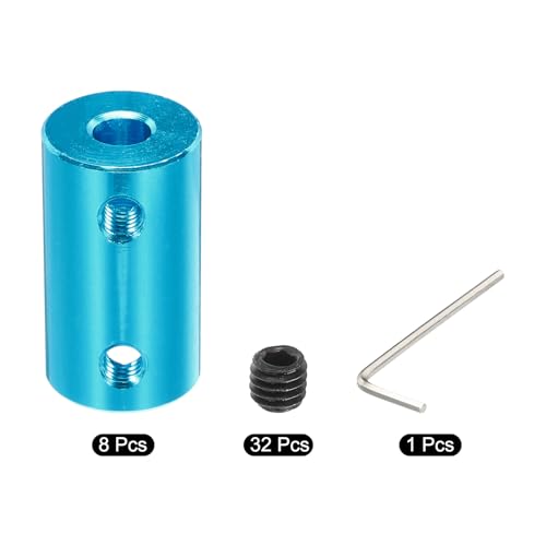 QUARKZMAN Wellenkupplung 5mm bis 8mm Starre Kupplungsverbindung L25mm x D14mm Aluminiumlegierung für 3D-Drucker DIY CNC Maschine Encoder mit 32 Schrauben & Spanner - 8 Stück