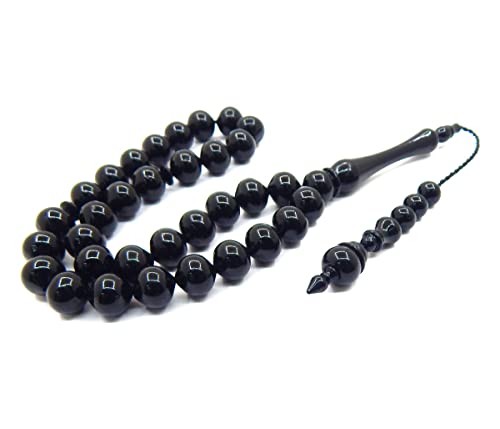 Perlin Tesbih Tasbih Tespih Misbaha Subha 33 Prayer Beads Muslim Islamic Rosary Prayer Worship Accessories Ottoman Black Onyx Effect Beads Ball 10 mm