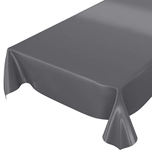 Anro Nappe en toile cirée lavable, uni, brillant, Toile cirée, anthracite, Schnittkante 100 x 140cm Cover
