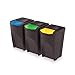Prosperplast Ensemble DE 3 bacs de Recyclage 105L Plastique SORTIBOX Anthracite Couleur