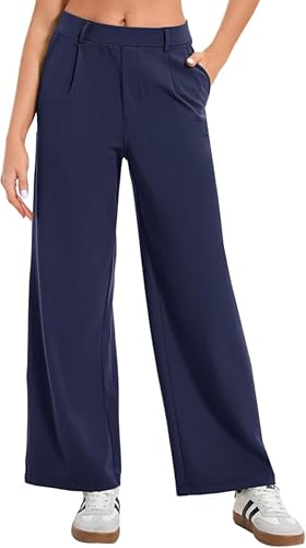 Image of Oyamiki Women's Casual High Waisted Dress Pants Wide Leg Work Pants Trousers with Pockets Fashion Fall Office Outfits