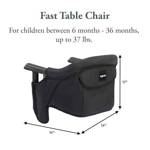 inglesina fast table chair black - portable baby high chair - for babies amp toddlers up to 37 lbs - collapsible design - fits tables 083939 to 353939 thick - compact amp easy to use - travel bag included