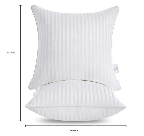 Image of Microfiber Cushion 18 inch x 18 inch Filler, Sofa Cushions Set, Durable Sofa Pillow for Home Decor (18 inch x 18 inch x 2), White