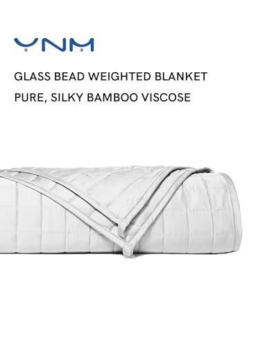Image of YnM Cooling Weighted Blanket for Adults, 7lbs Heavy Bed Throw for One Person of 60lbs, Perfect for Hot Sleepers or Warm Climates with Rayon /Glass Beads(41x60 Inches,Twin Bed, Light Grey)