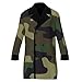 Meaudiwes Fashion Warm Overcoat Double Breasted Trench Coat Lightweight Jacket Windbreaker Green Camouflage Army Camo