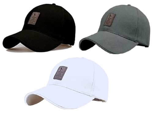 Image of Soft Cotton Adjustable Unisex Cap Quick Drying Sun Hat Protection for Men and Women (Freesize) Cap Pack of 3