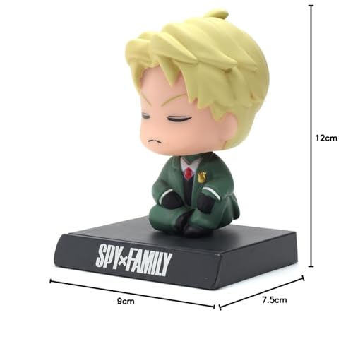 Image of Daiyamondo Super Hero Action Figure Limited Edition Bobblehead with Mobile Holder for Car Dashboard, Office Desk & Study Table (Pack of 1) (Spy Family Green Boy)