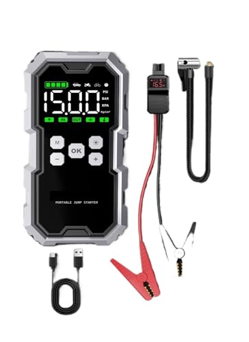 Arrancador de batería de coche con compresor de aire, pantalla LCD, 21800 mAh, cargador portátil de refuerzo, 6000 A, potente dispositivo de arranque de batería de coche