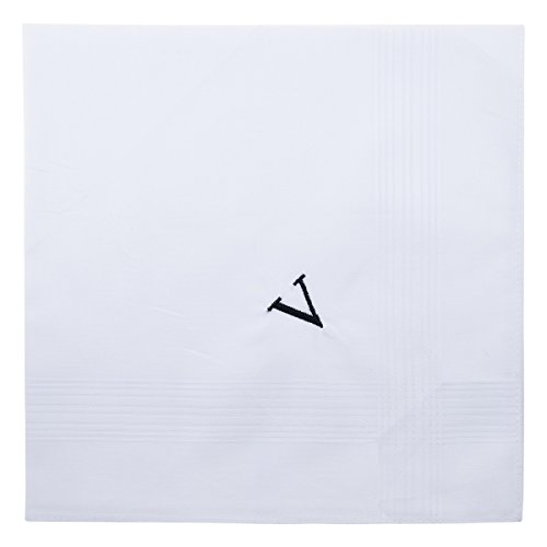 Image of Retreez 8 Pc Pure Cotton Initial Monogrammed Men's Handkerchiefs Hanky Gift Set
