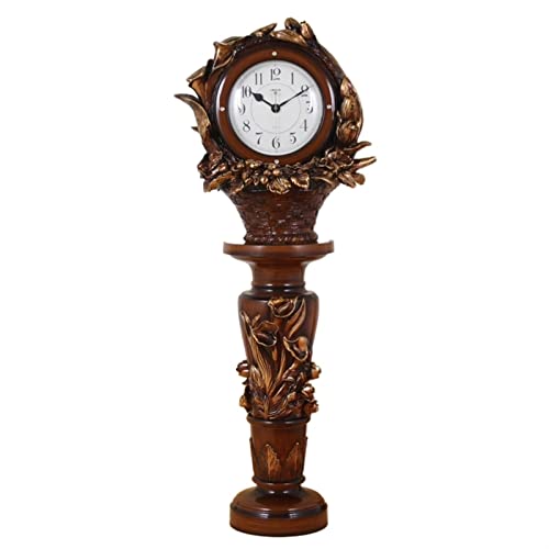 Hhmmei2024-23 Orologio da terra Orologio da tavolo muto a forma di cesto fiori retrò europeo/orologio tribuna/con colonna romana/orologio a pendolo in resina Arredamento per la casa