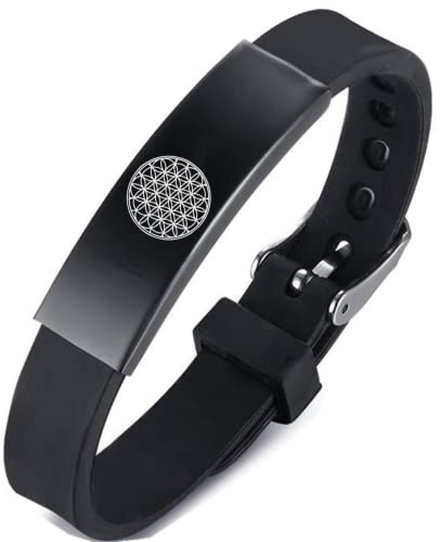 Pulsera ajustable de silicona con símbolo de curación de flor de la vida para mujeres, hombres, adolescentes, recordatorio espiritual de origen metafísico de la vida para meditación, joyería