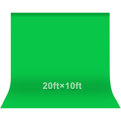 Image of EMART Green Screen Photo Backdrop, 20x10 ft Photoshoot Backdrop Chroma Key Green Screen Polyester Cloth Fabric Curtain for Background Removal, Zoom Meeting, Photo Video Studio, Live Streaming