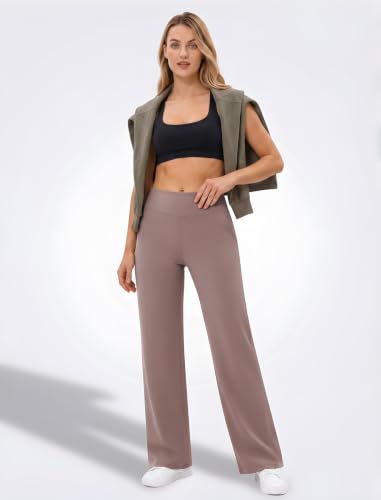 JEKAOYI Womens Wide Leg Yoga Pants Casual Trousers Pants with Pockets Taupe - image 3