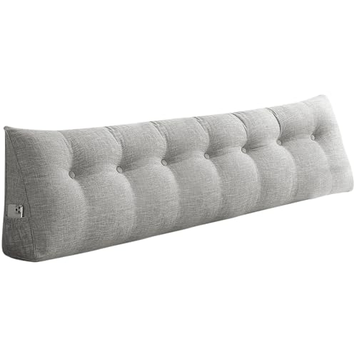 OHMG Grand Coussin cale Triangulaire pour tête de lit,Coussin de Dossier Gris,Coussins de Lecture,Coussins de Soutien Lombaire,Dossier de Taille,Traversin de...