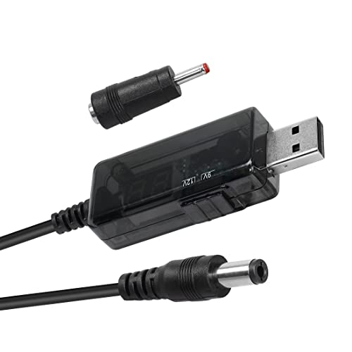 YACSEJAO USB 5V to 9V/12V Step Up Cable 2.6FT/0.8M USB to 9v