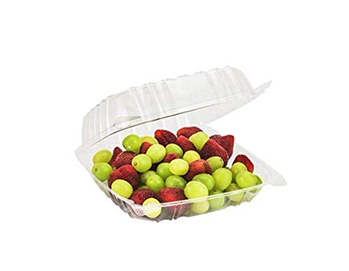Dart Solo C90PST1 Dart 8 Inch X 8"X 3 Inch Clear Plastic Hinged Food Take-Out Container 1-Compartment thumb #1