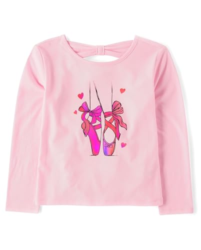 The Children's Place Girls' Long Sleeve Graphic Top with Back Detail