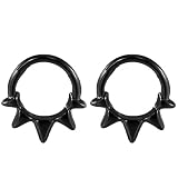 Hoisy 2PCS Piercing para Nariz Acero Inoxidable Aro 16G 1.2x8mm, Aro con Cono, Piercing Negro Nariz Mujer