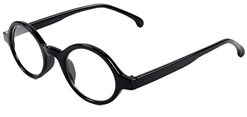 Gafas de Lectura Redonda Hombres Mujeres Marco Negro Gafas Estuche y Paño +1.75