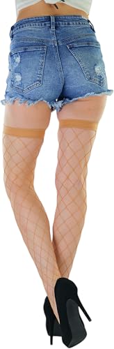 Image of ToBeInStyle Women's Vibrant Large Net Fishnet Thigh High Elastic Nylon Novelty Stockings