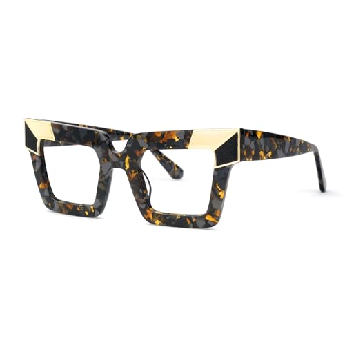 Image of Zeelool Sqaure Glasses Frame for Women, Acetate Stylish Eyeglasses Frame with Non-prescription Clear Lenses ZJGA675299-03 Tortoise
