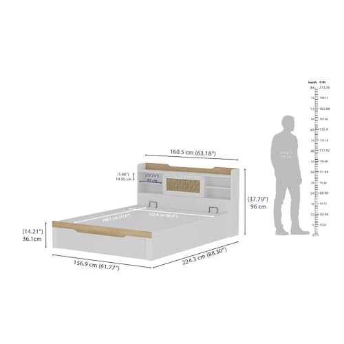 Image of Wakefit Bed | 3 Yr Warranty | Bed Queen Size, Comes with Hydraulic Storage, Noise-Free, Density: 680-750 kg /m, Termite & Borer Resistant, Fits Mattresses Up to 8 inches (Halos 78 x 60 - Frosty White)