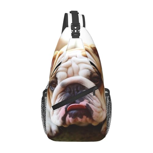 Bolso cruzado para hombre mochila diagonal con diseño bulldog miniatura 1