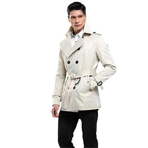 Dvbfufv Men Trench Coat Slim Coats Casual Streetwear Windbreak Mens Clothing Short Vintage Overcoat