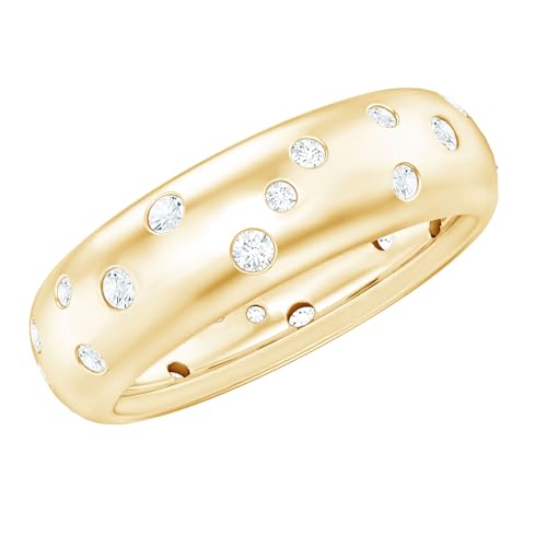 Moissanite Scatter Wedding Band for Women, Gemstone Anniversary Ring