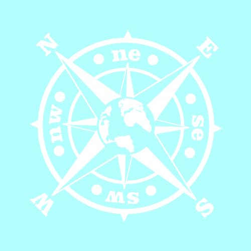 Aufkleber für Geländekompass, 4 x 4 cm, für Auto, Van, Motorrad, Auto, Wohnwagen, Vinyl, für Abenteuer, Boot oder Anhänger (15 x 15 cm, Weiß)
