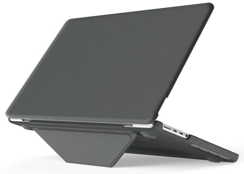 Image of ProElite Case for MacBook Pro 14 inch 2025 2024 2023 2022 2021 M5 Pro /M5 Max /M5 /M4 /M3 A2918 A2992 M2 A2779 M1 A2442 Pro Max, Slim Leather Case with Foldable Stand, Grey
